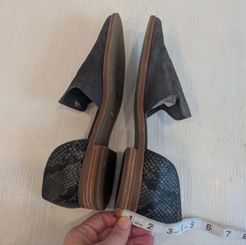 DOLCE VITA Kelsa Gray Suede And Snakeskin Leather D'orsay Flats Size 8.5